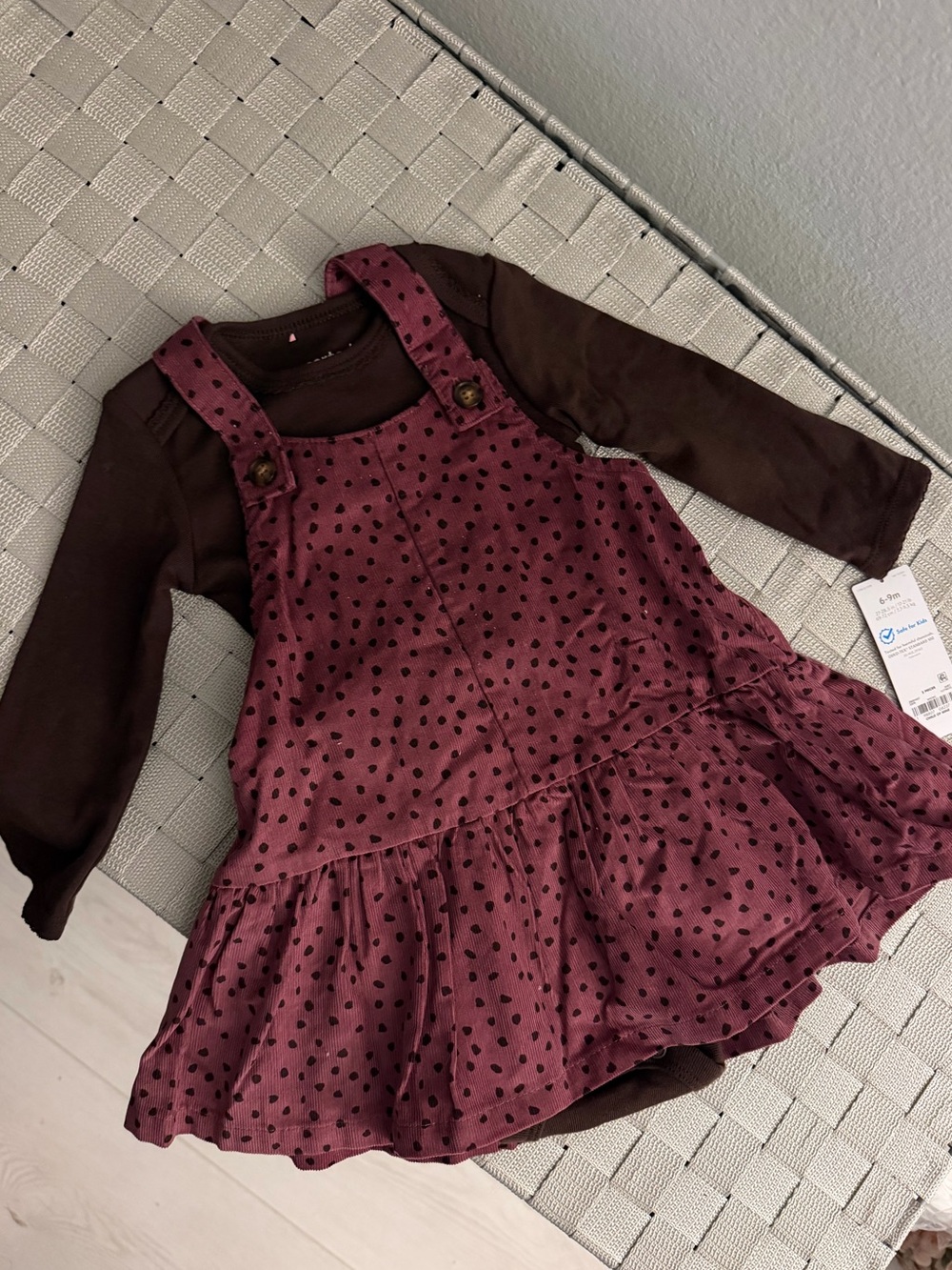 Carter's Burgundy Polka Dot Dress with Brown Top